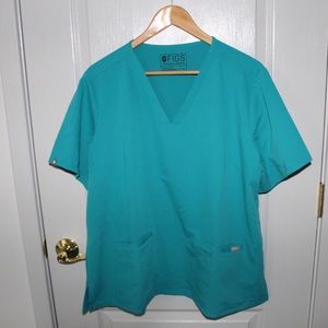 FIGS LIMITED EDITION TEAL CASMA SCRUB TOP